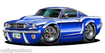 1965 Ford Mustang 289 HP 4S Wall Graphic Vinyl Decal Man Cave Garage 