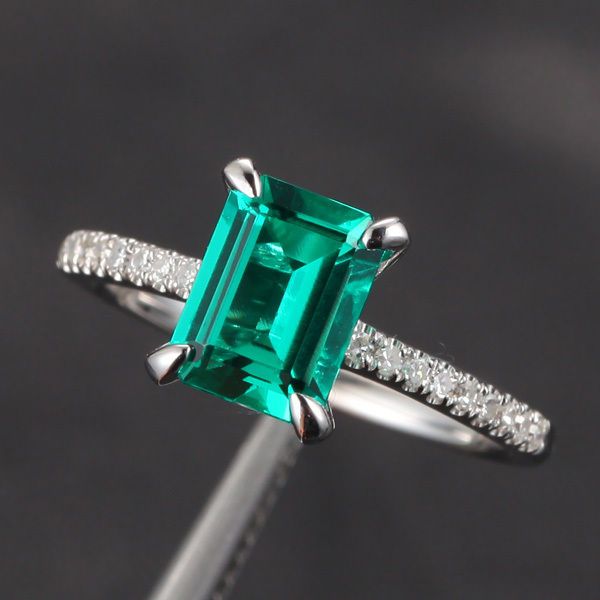 Claw Prongs VS Emerald SI 0.25ct Pave Diamond 14K White Gold 