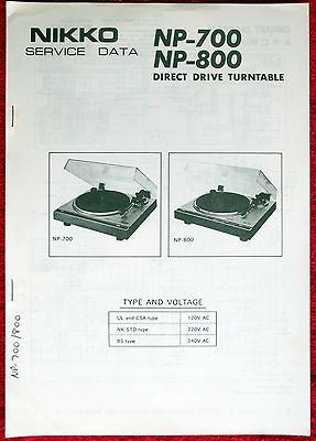 Original Factory Nikko NP 700/800 Turntable Record Player Service 