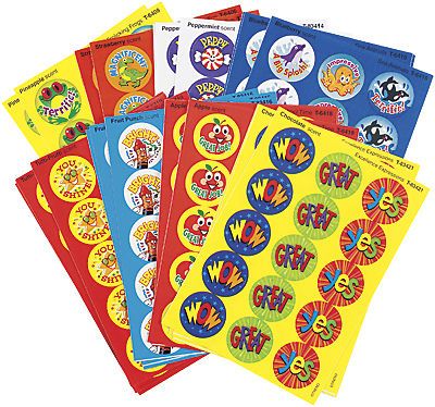 435 Praise Words Scratch n Sniff Smelly Teacher Reward Stickers 