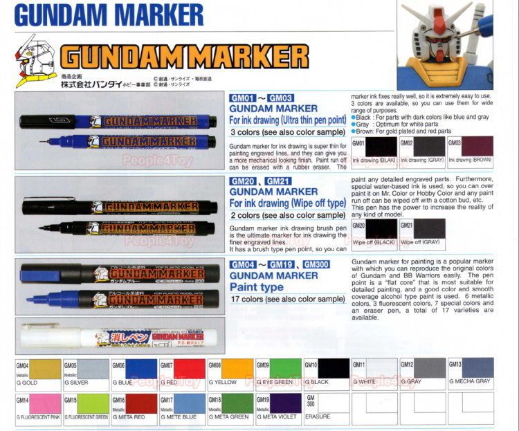 Mr Hobby GUNDAM MODEL KITS MARKER Choice YOUR COLOR GM01   300