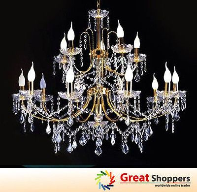 New Vintage Gold Crystal Ceiling Light Pendant Lamp Lighting Fixture 