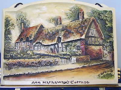 Vintage Ann Hathaways Cottage   Osborne Ivorex Plaque 1916 Copyright 