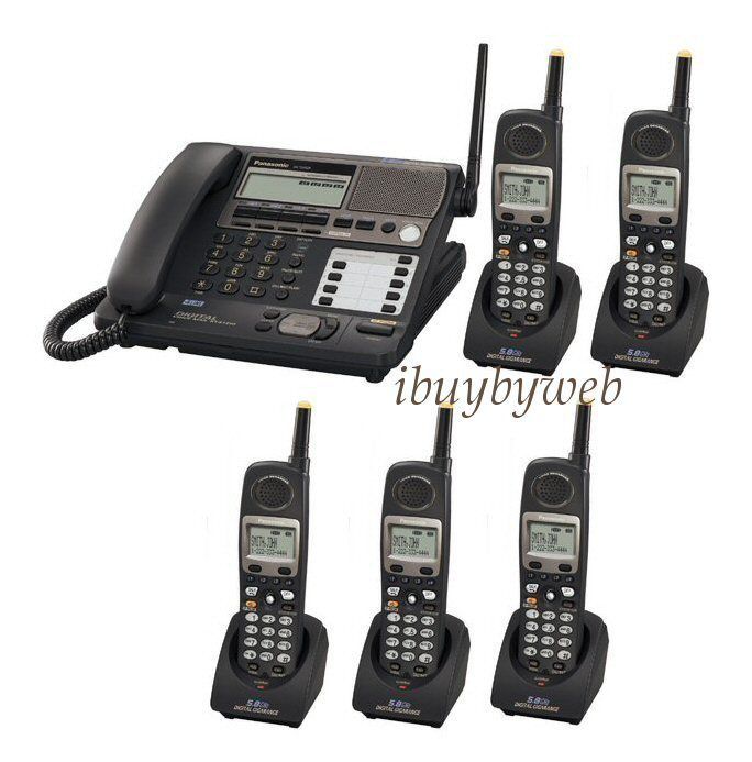 Panasonic KX TG4500B Corded 4 Line Phone & 5 Cordless Handsets NEW 