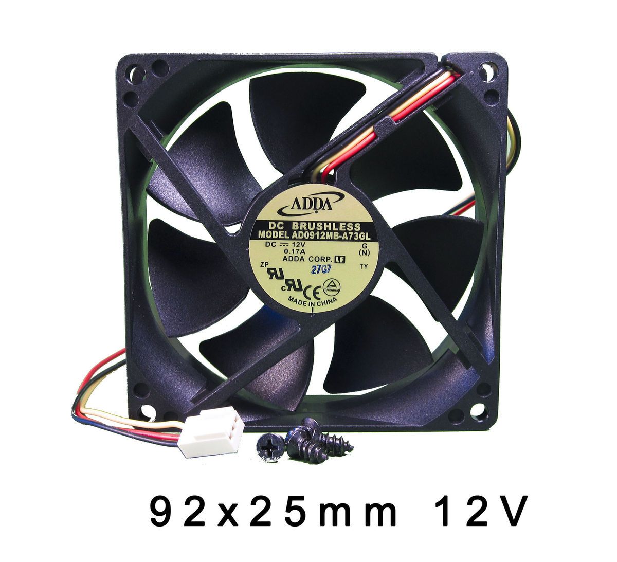 92mm 25mm New Case Fan 12V 44CFM PC CPU Cooling Ball Brg 3pin 4 Screws 