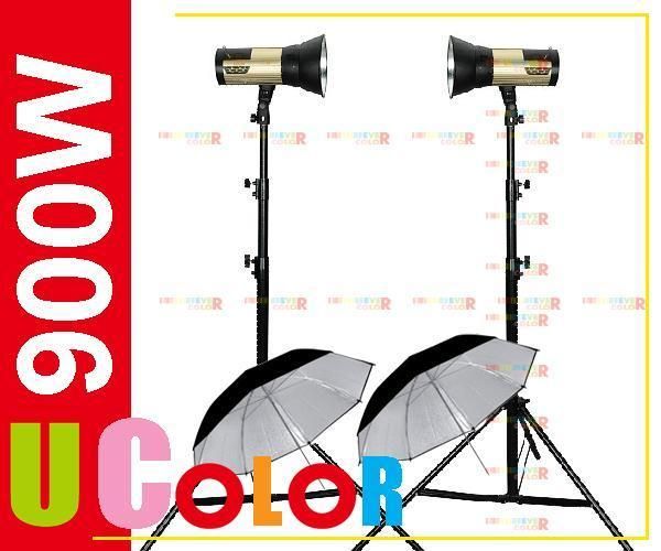 900W Portable Strobe Studio Flash Lighting Kit Wireless Embeded 