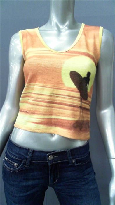 Aaron Chang Junior s Shirt Top Yellow Orange Yellow Graphic Sleeveless 