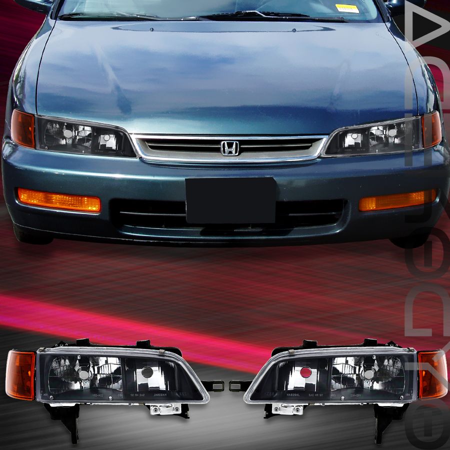 1994 1995 1996 1997 Honda Accord Black Head Lights Turning Signal 