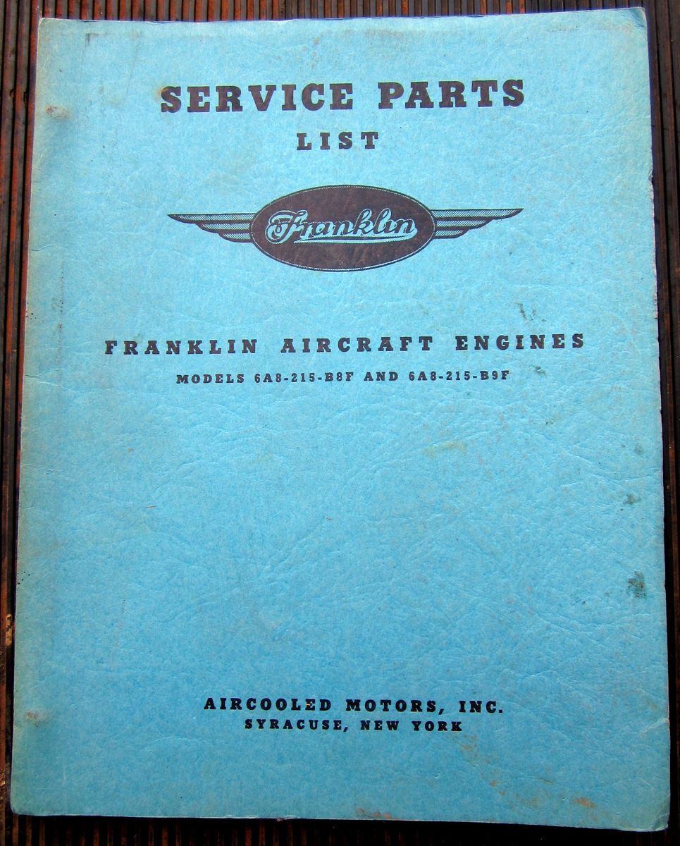 Model 6a8 215 B8f And B9f Aircraft Engines Service Parts List 1952 135 On