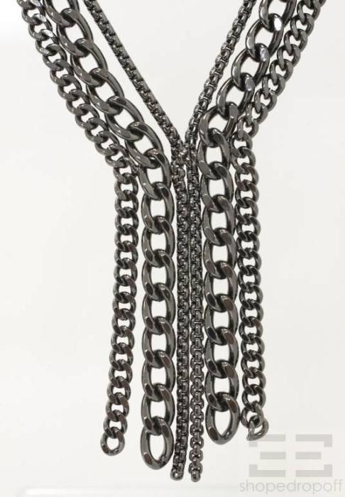 Agatha Gunmetal Multi Chain Layered Necklace