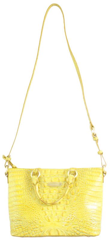 Brahmin Mini Alden Canary Glossy Melbourne Leather Bag