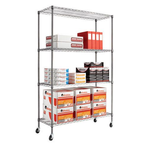 New Alera® Complete Wire Shelving Unit w Caster 4 Shel