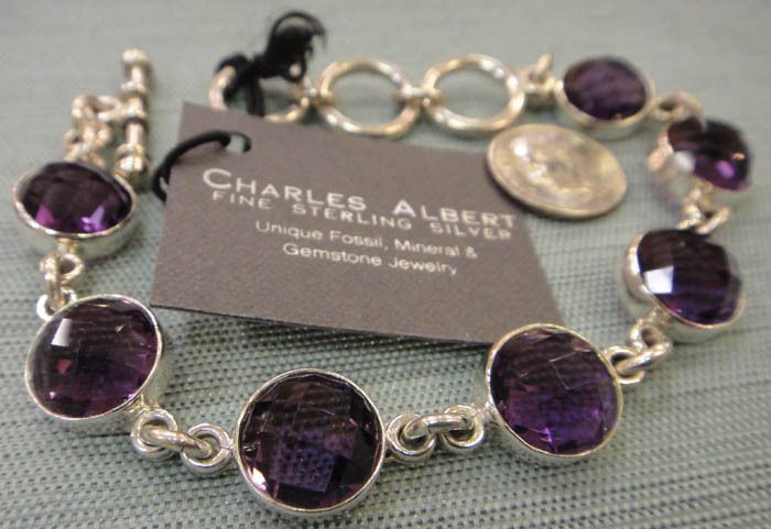 Charles Albert Purple Amethyst Handmade Silver Bracelet