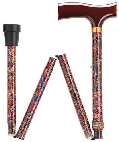 Alex Orthopedic Fritz Handle Folding Womens Travel Cane   Paisley 