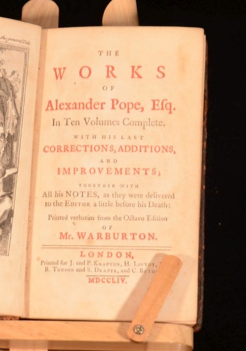 1754 10 Vol The Works of Alexander Pope Corrections Additions and 