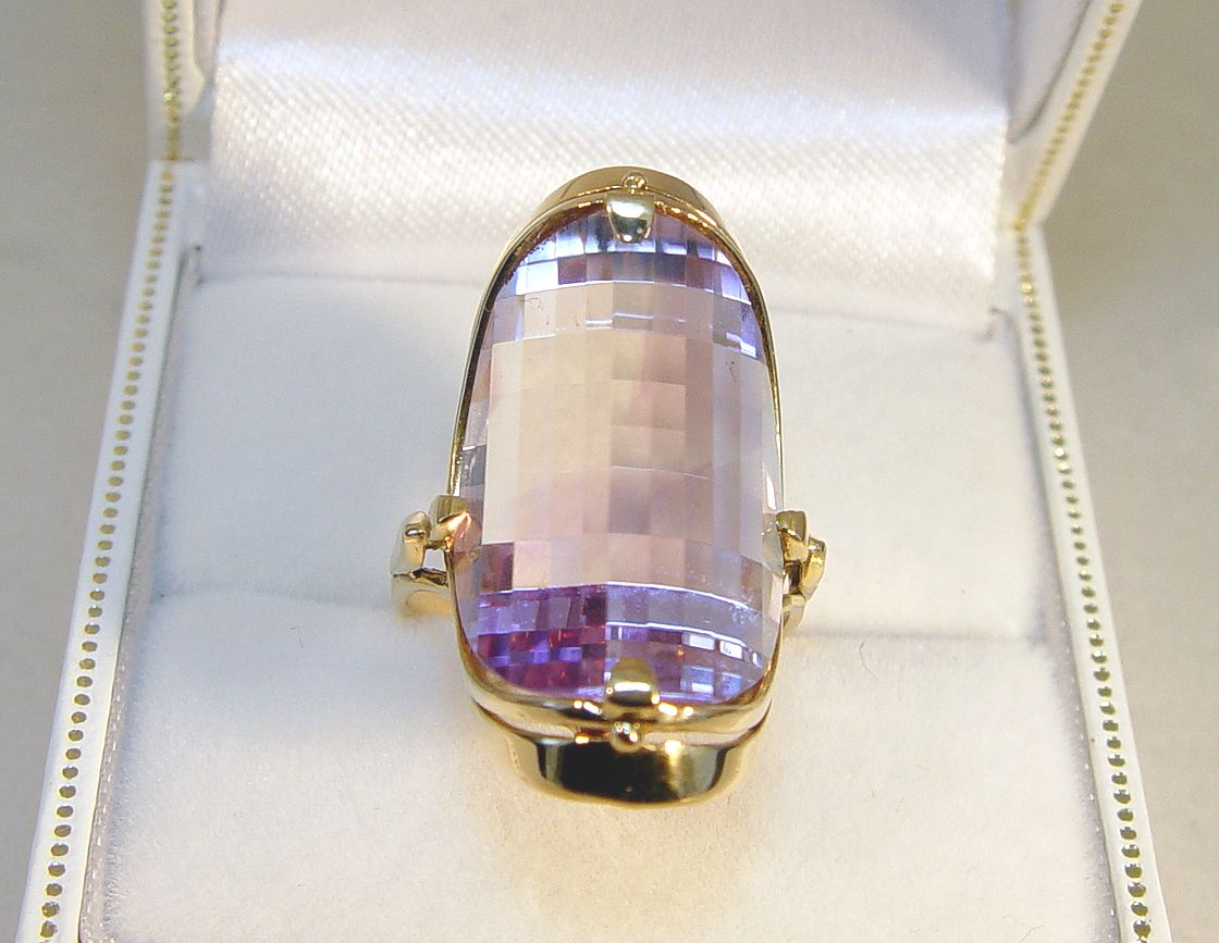   Yellow Gold Est 12ct Rose de France Amethyst Ring 7 13 Grams