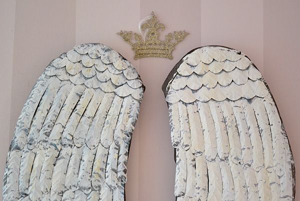 Shabby Cottage Chic Angel Wings Long White Rustic French Style Holiday 