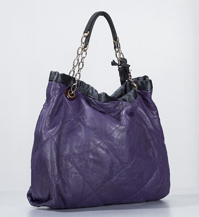 Lanvin Purple Leather Amalia Cabas Large Shopping Tote Bag