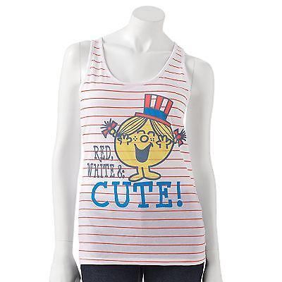   MISS RED WHITE CUTE Womens Tank Top Juniors 4th of July Patriotic