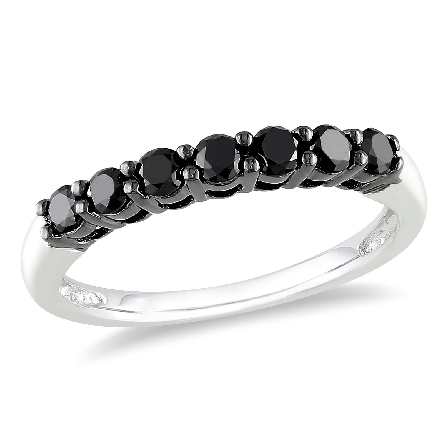 CTW Black Diamond Anniversary Ring 10K White Gold