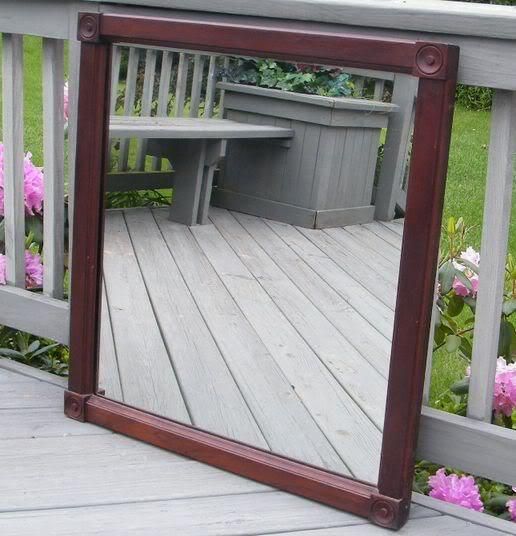 Antique Victorian Old Vintage Wood Wall Dresser Mirror