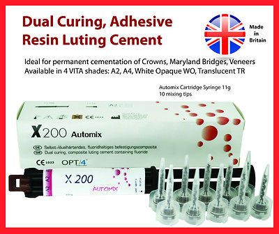 PERMAMENT DENTAL RESIN ADHESIVE AUTOMIX CEMENT CAPS, CROWNS, BRIDGES 