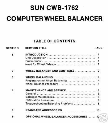 sun cwb 1762 computer wheel balancer oper ator manual  15 