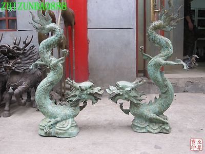 36Huge Large classical 100% Pure Bronze dragon Titanosaurus Statue 