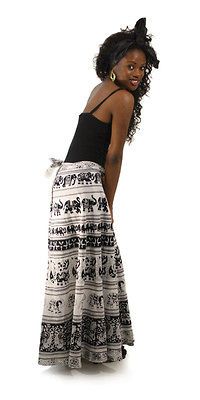 AFRICAN STYLE WRAP SKIRT ELEPHANT PRINT WRAP CULTURAL STYLE FLATTERING 