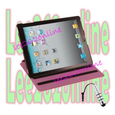 Pink PU Leather Slim 360° Rotating Case for New iPad 3rd Generation 