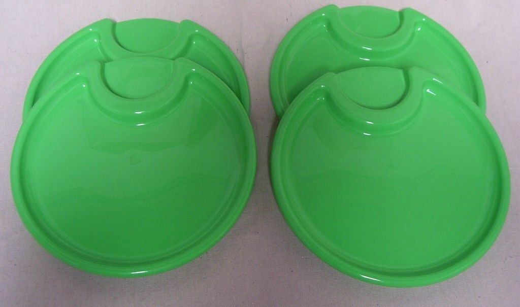 Pampered Chef Plastic Picnic Snack Plate Green Apple