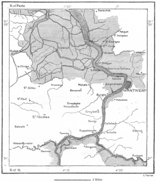 Antwerp Flood Polders 1585 Stessels Sketch Map C1885