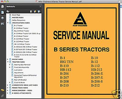 Allis Chalmers B Series Tractors SERVICE Repair MANUAL B1 B10 B12 B110 