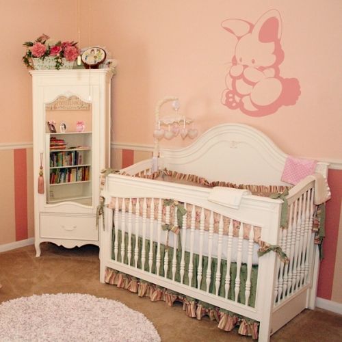   Vinyl Stickers Pink Bunny Baby Nursery Room Art Decor Decals