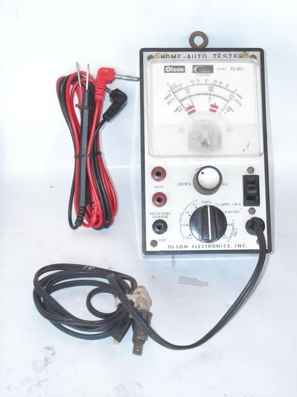 Vintage Olson TE 201 Home Auto Tester Meter w Probes