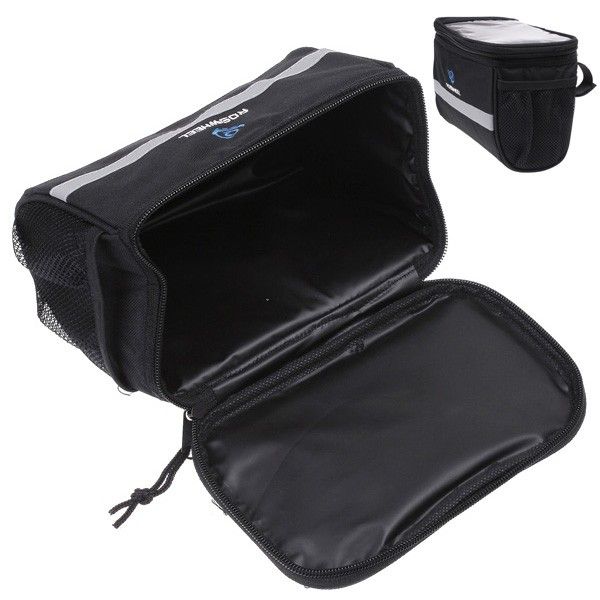 Black Bicycle Cycling Handlebar Bag Front Tube Pannier Rack Bag Basket 