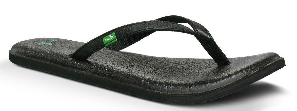 Sanuk Womens New Yoga Mat Spree SWS3034 Black Flip Flops Sandals 