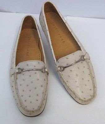 NEW FAIRMOUNT OSTRICH LOAFERS LEATHER BEIGE SILVER HARDWARE $182.00 7 