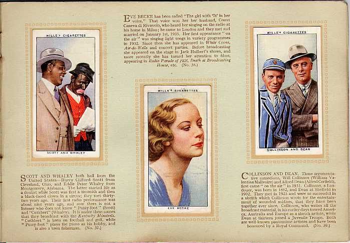 Tobacco Card Album & Cards,WD & HO Wills,RADIO CELEBRITIES 