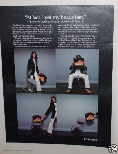 1980 Ludwig Rockers Drum Head Ad with Aynsley Dunbar
