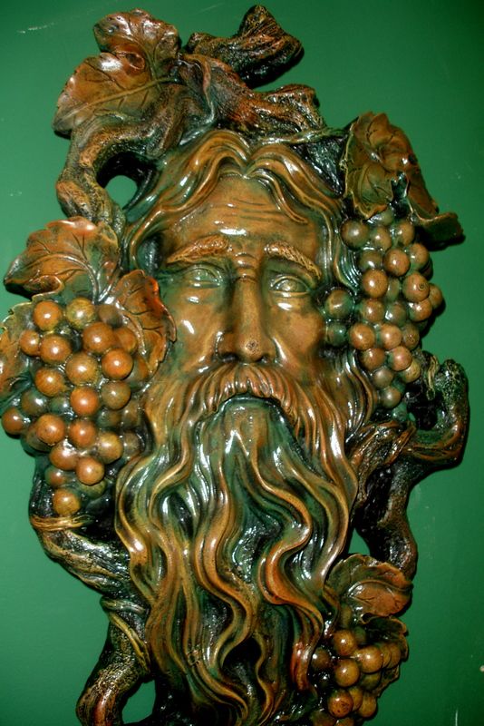 Spirit Nectar Grapes Greek Plaque Bacchus Vine Greenman