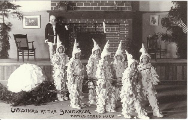 Christmas Kids Battle Creek Sanitarium Repro Postcard