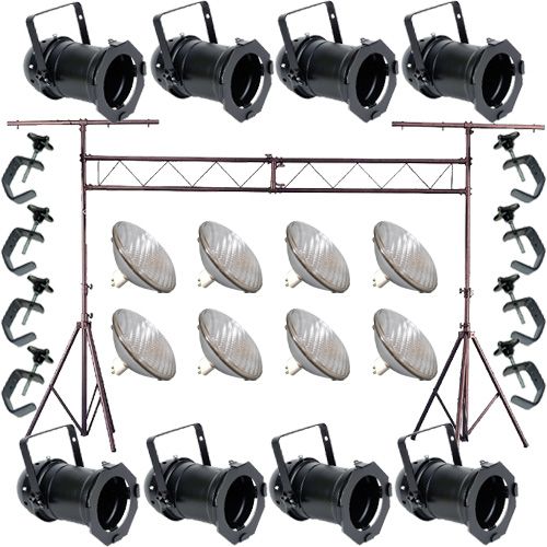 BRAND NEW 8 Black PAR CAN 64 1000w PAR64 MFL C Clamp Truss