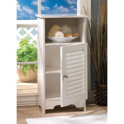 Nantucket White Storage Cabinet Bathroom Shelf