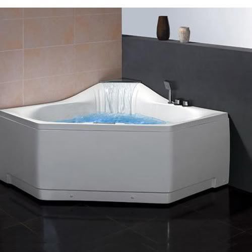 Ariel Platinum AM168 Modern Corner Whirlpool Bath Tub 22 Jets Radio 