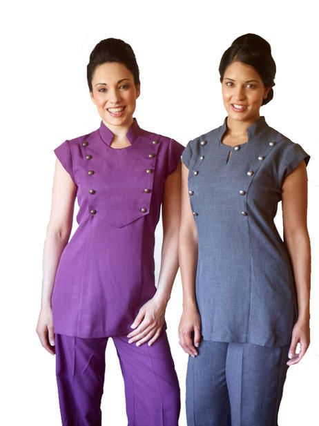 Beauty Therapist Spa Melange Big Button Uniform Tunic