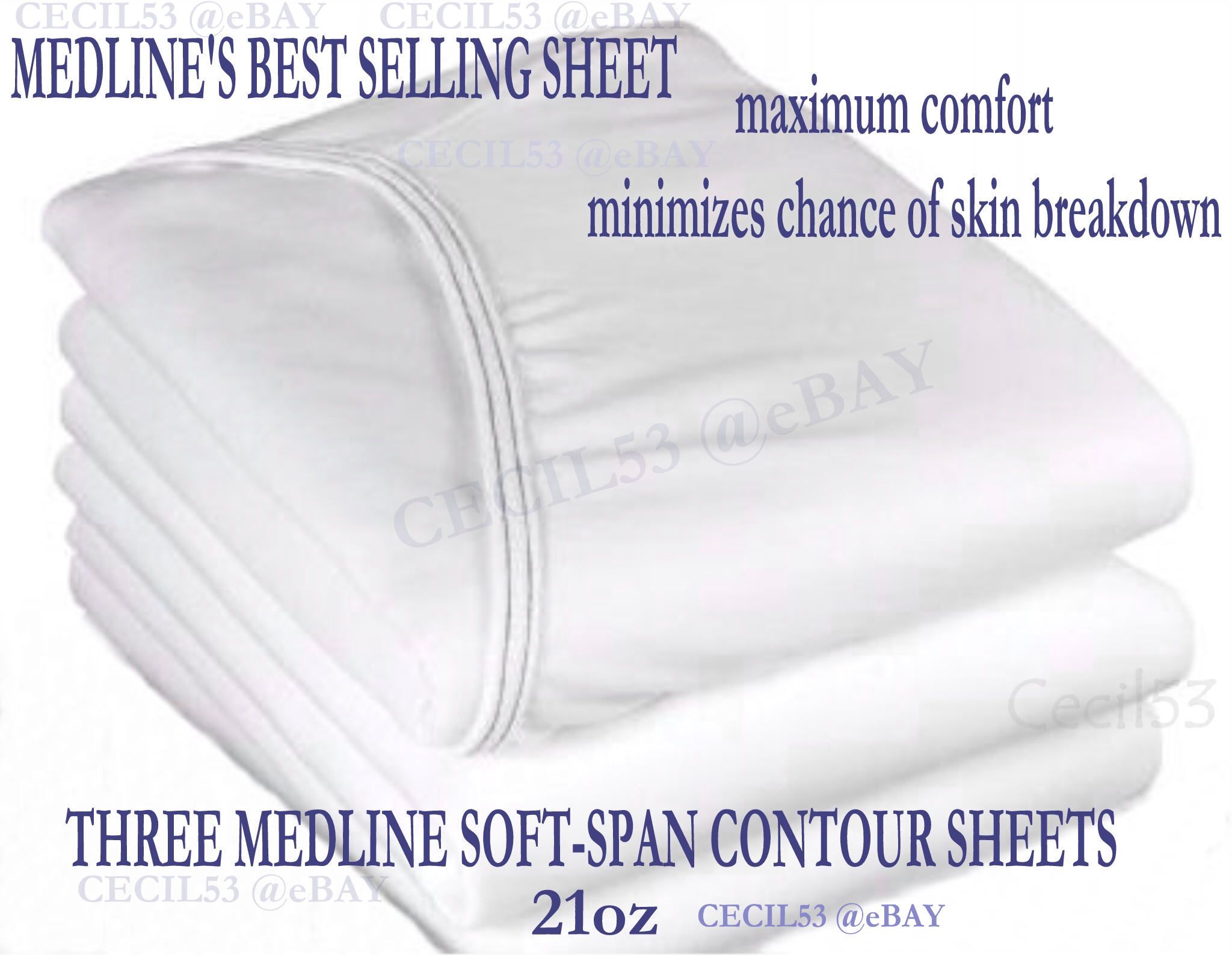 Medline Soft Fit Knit Hospital Bed Fitted Sheets 21oz New