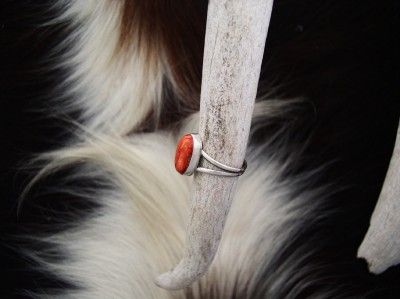 Native American Ladies Orange Spiney Oyster Shell Ring