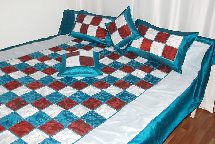   Patchwork Embroidery  Bedsheet Vintage Handmade Bedspread