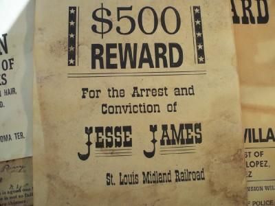   OUTLAW WANTED REWARD POSTERS SIGNS NOTICES J JAMES SAM & BELLE STARR